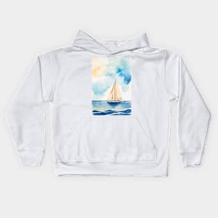 Peace and sail watercolor Kids Hoodie